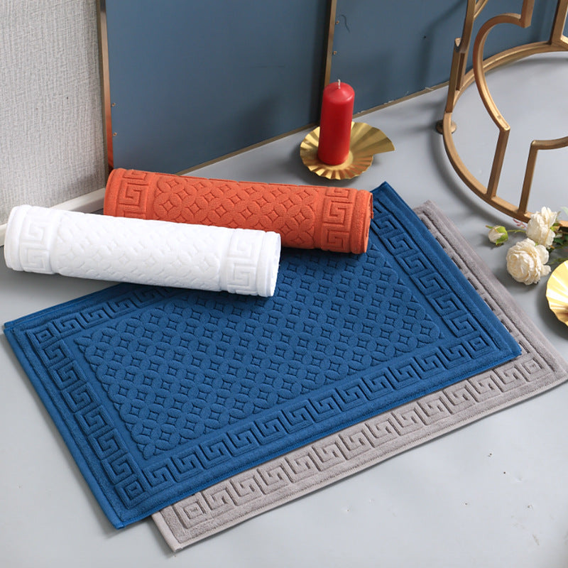 Jacquard luxury bath mat midnight blue